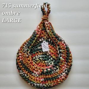 LARGE 715 Summerfield ombre HANDMADE CROCHETED  HANGING WALL BASKET